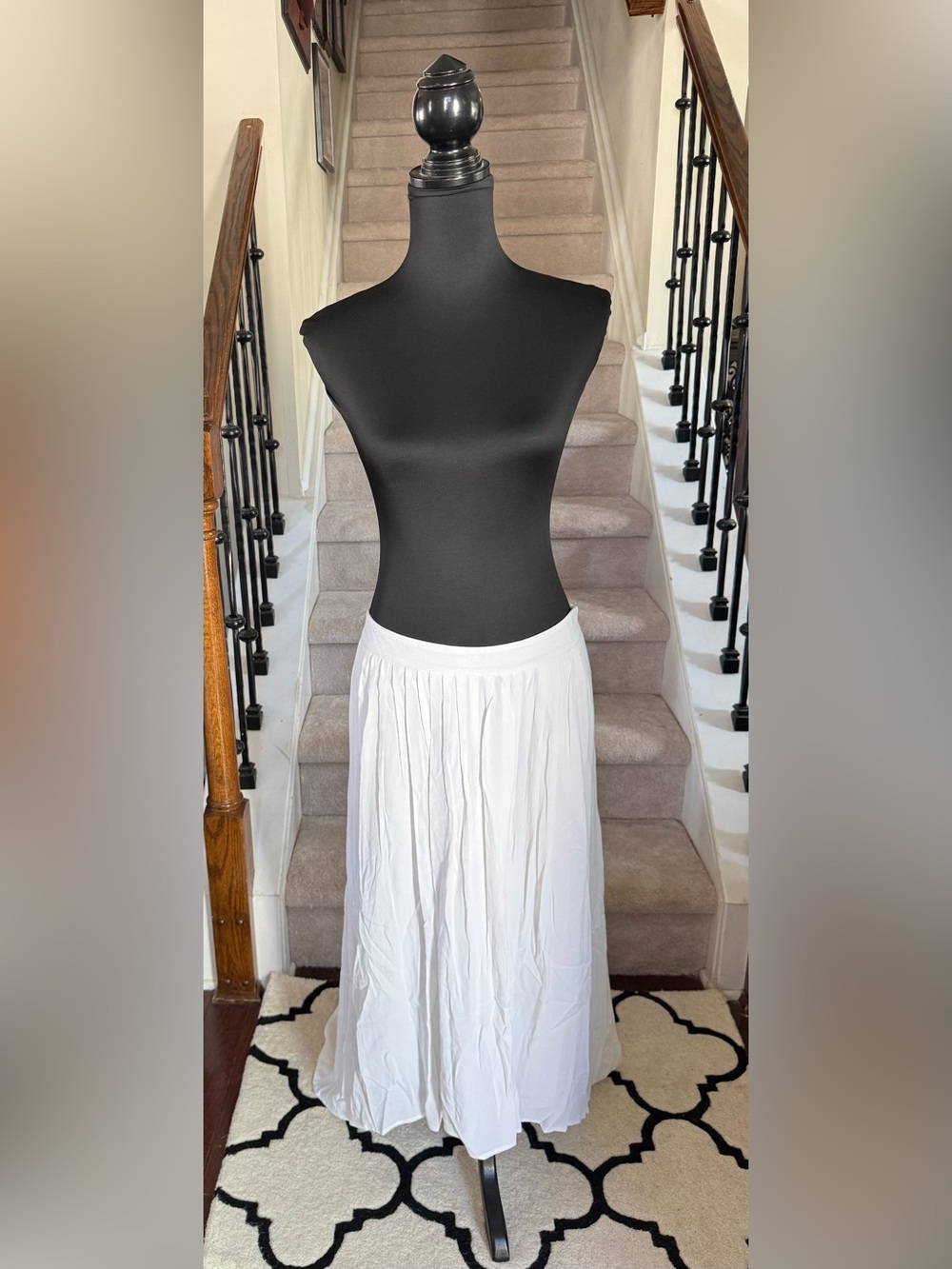 Rafaella White Maxi Skirt with Flowing Panels